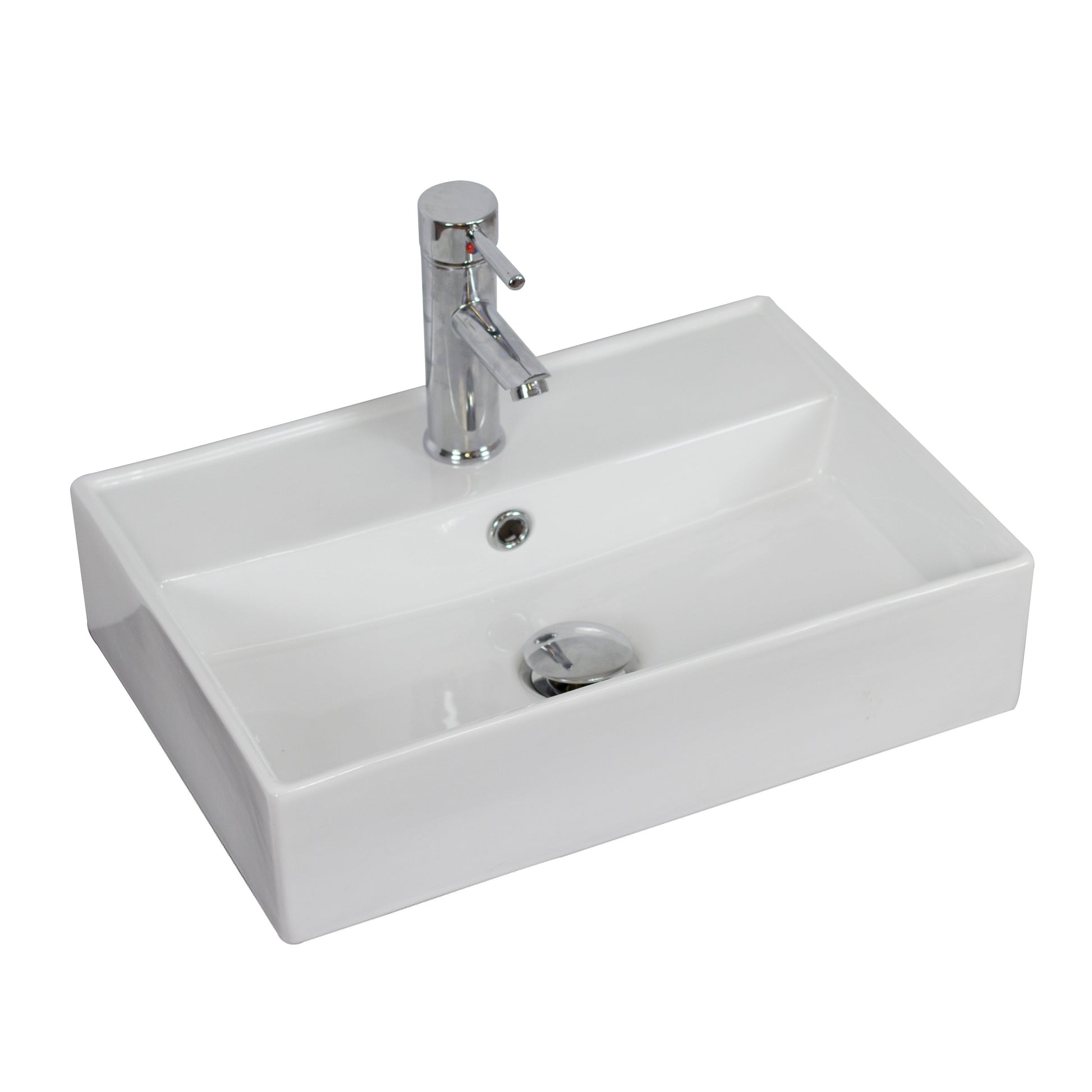 American Imaginations AI-34095 20" White Rectangular Above Counter Modern Bathroom Vessel Sink Set