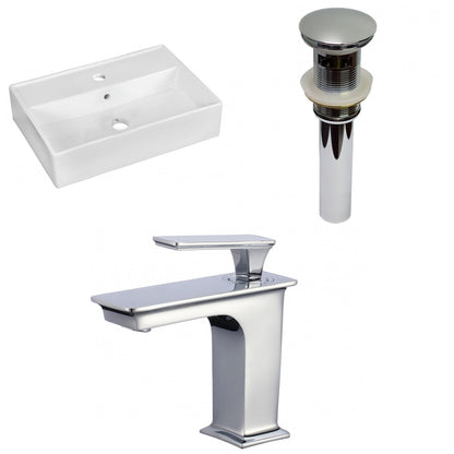 American Imaginations AI-34095 20" White Rectangular Above Counter Modern Bathroom Vessel Sink Set