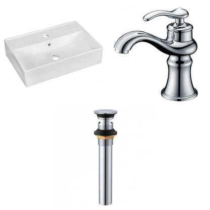 American Imaginations AI-34097 20" White Rectangular Above Counter Modern Bathroom Vessel Sink Set