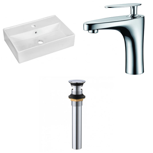 American Imaginations AI-34098 20" White Rectangular Above Counter Modern Bathroom Vessel Sink Set