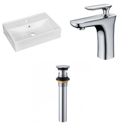 American Imaginations AI-34099 20" White Rectangular Above Counter Modern Bathroom Vessel Sink Set