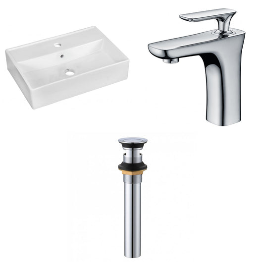 American Imaginations AI-34099 20" White Rectangular Above Counter Modern Bathroom Vessel Sink Set