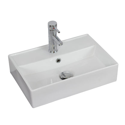 American Imaginations AI-34100 20" White Rectangular Above Counter Modern Bathroom Vessel Sink Set