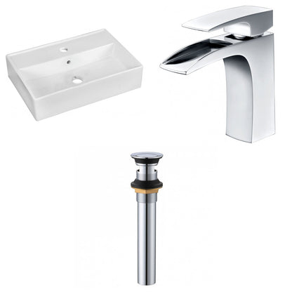 American Imaginations AI-34100 20" White Rectangular Above Counter Modern Bathroom Vessel Sink Set