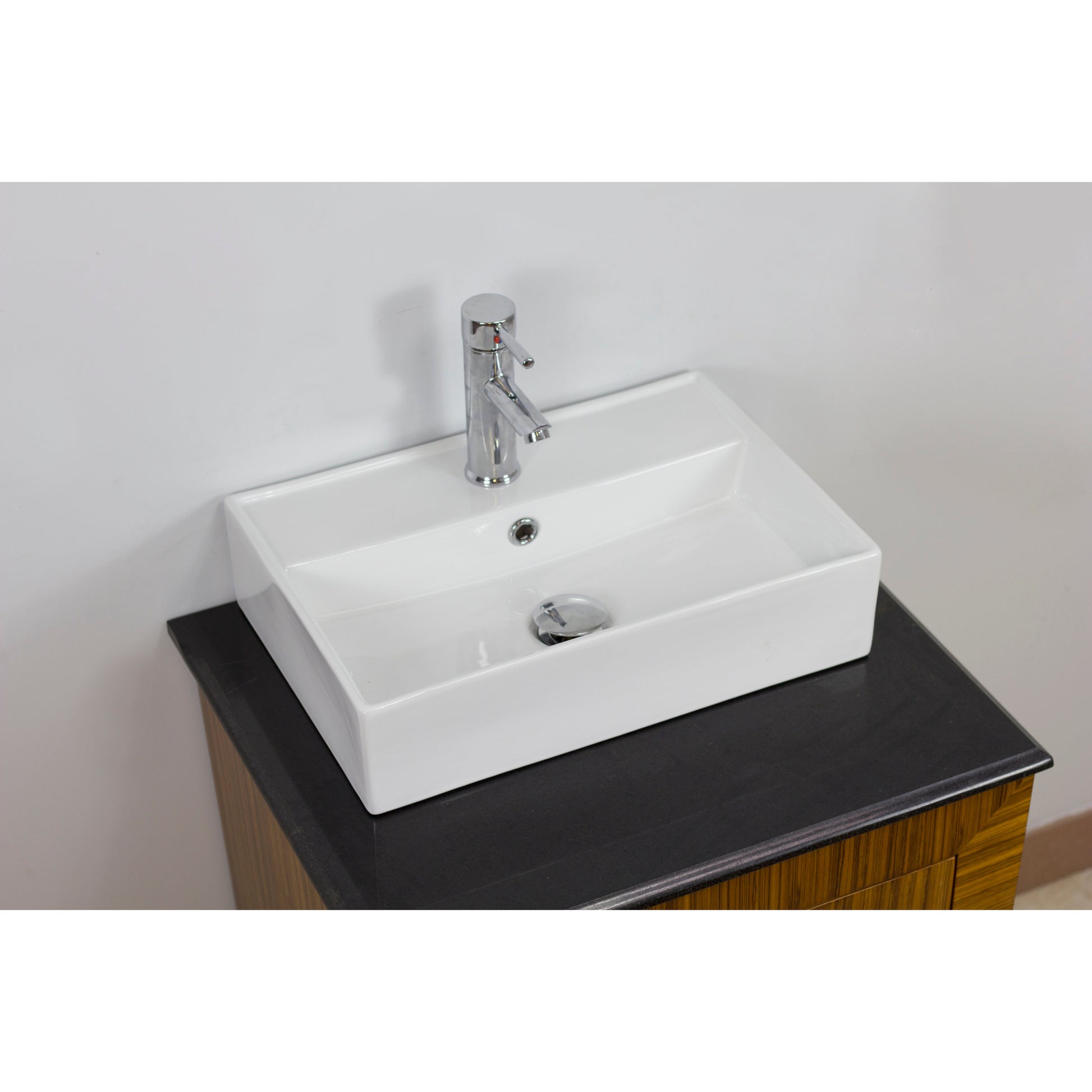 American Imaginations AI-34101 20" White Rectangular Above Counter Modern Bathroom Vessel Sink Set