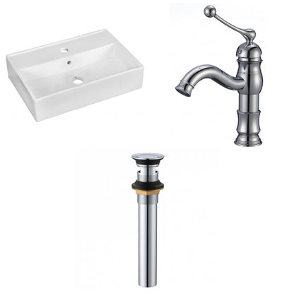 American Imaginations AI-34101 20" White Rectangular Above Counter Modern Bathroom Vessel Sink Set