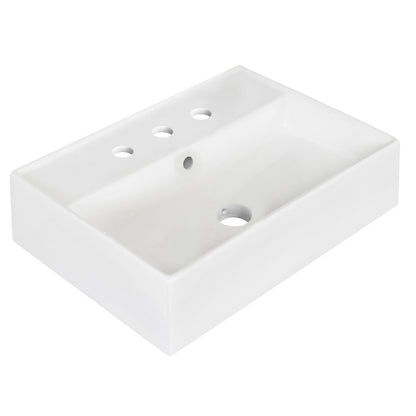American Imaginations AI-34110 20" White Rectangular Above Counter Modern Bathroom Vessel Sink Set