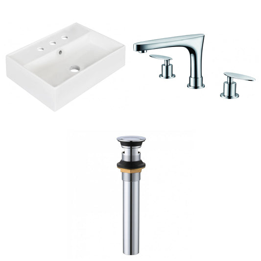 American Imaginations AI-34110 20" White Rectangular Above Counter Modern Bathroom Vessel Sink Set