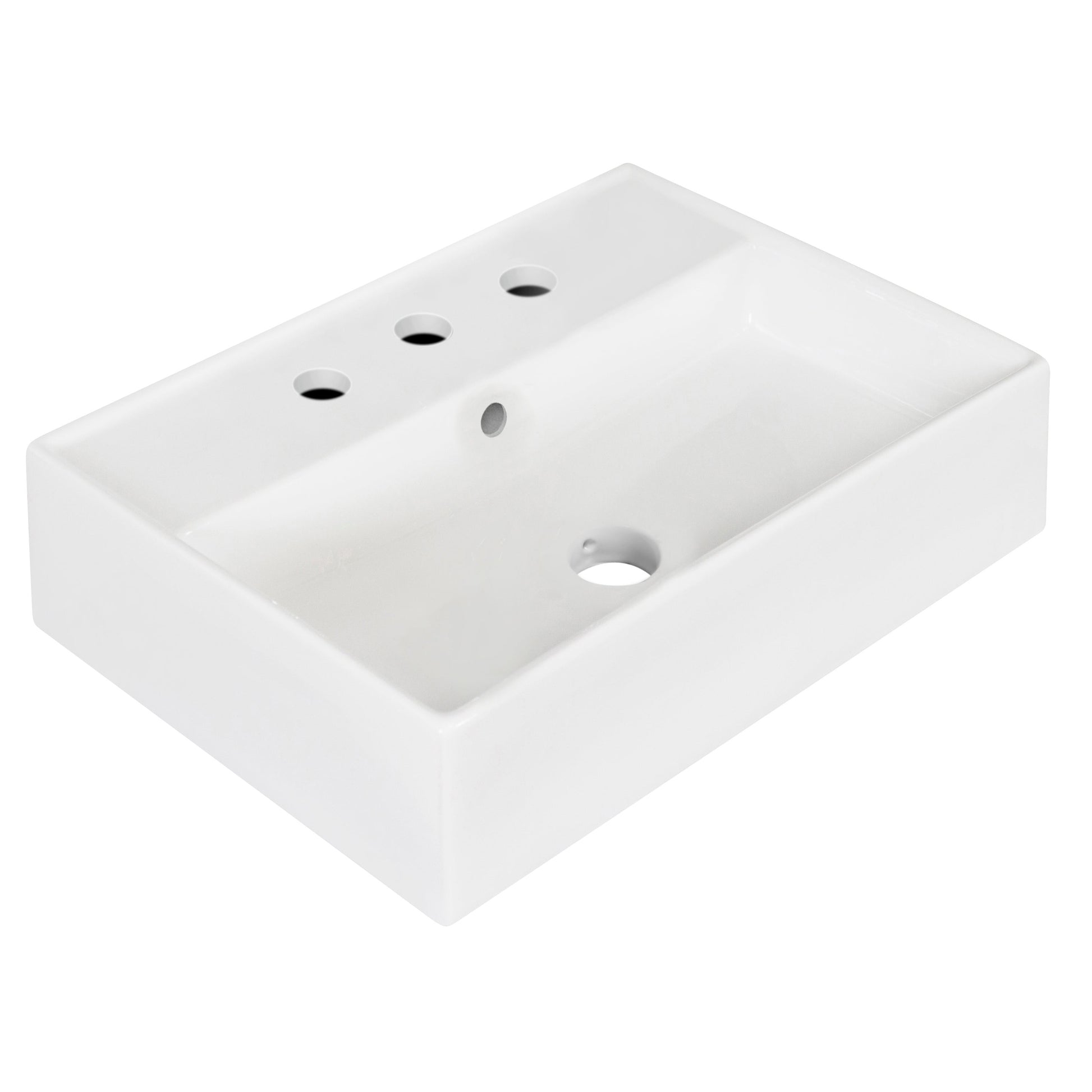 American Imaginations AI-34130 20" White Rectangular Wall Mount Modern Bathroom Vessel Sink Set