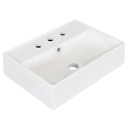 American Imaginations AI-34130 20" White Rectangular Wall Mount Modern Bathroom Vessel Sink Set