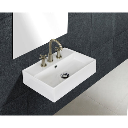 American Imaginations AI-34130 20" White Rectangular Wall Mount Modern Bathroom Vessel Sink Set