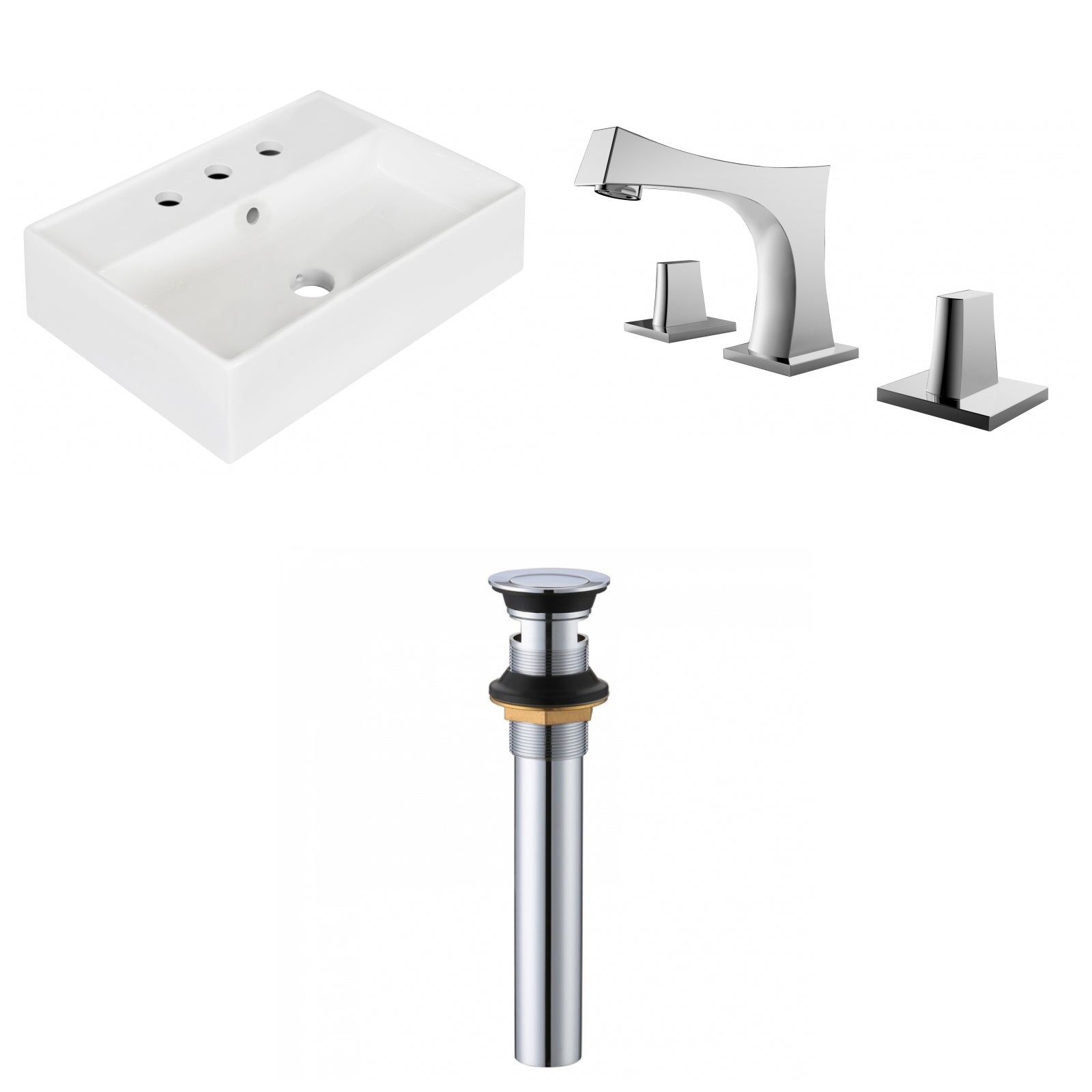 American Imaginations AI-34130 20" White Rectangular Wall Mount Modern Bathroom Vessel Sink Set