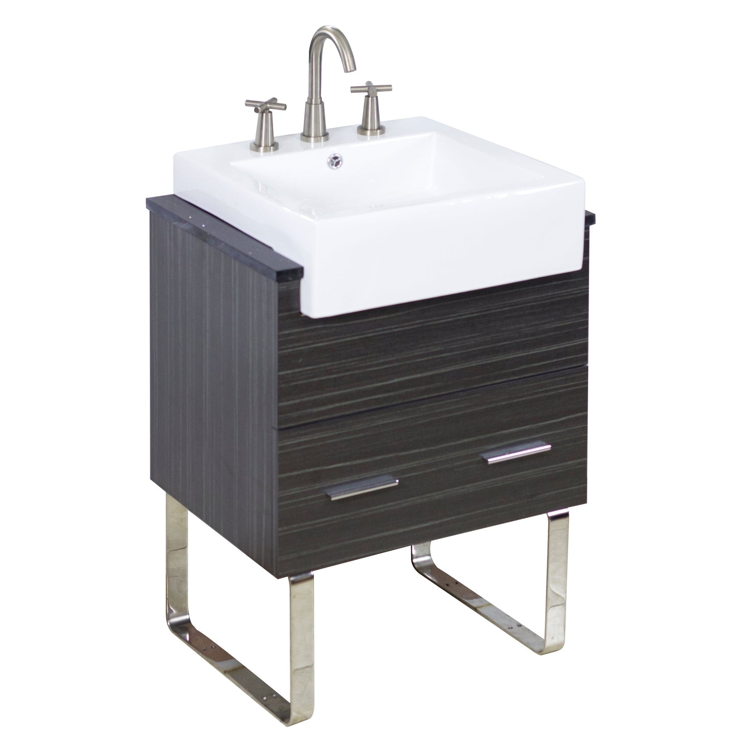 American Imaginations AI-34142 20" White Rectangular Semi-Recessed Modern Bathroom Vessel Sink Set