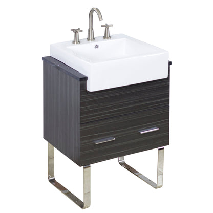 American Imaginations AI-34142 20" White Rectangular Semi-Recessed Modern Bathroom Vessel Sink Set