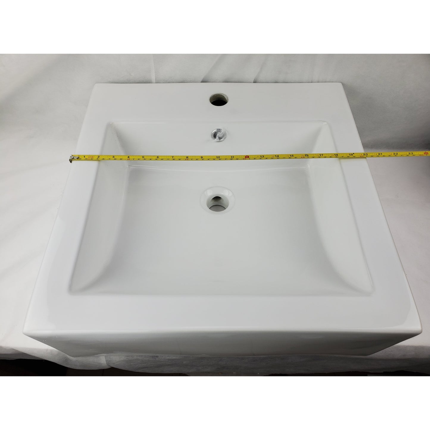 American Imaginations AI-34149 20" White Rectangular Semi-Recessed Modern Bathroom Vessel Sink Set