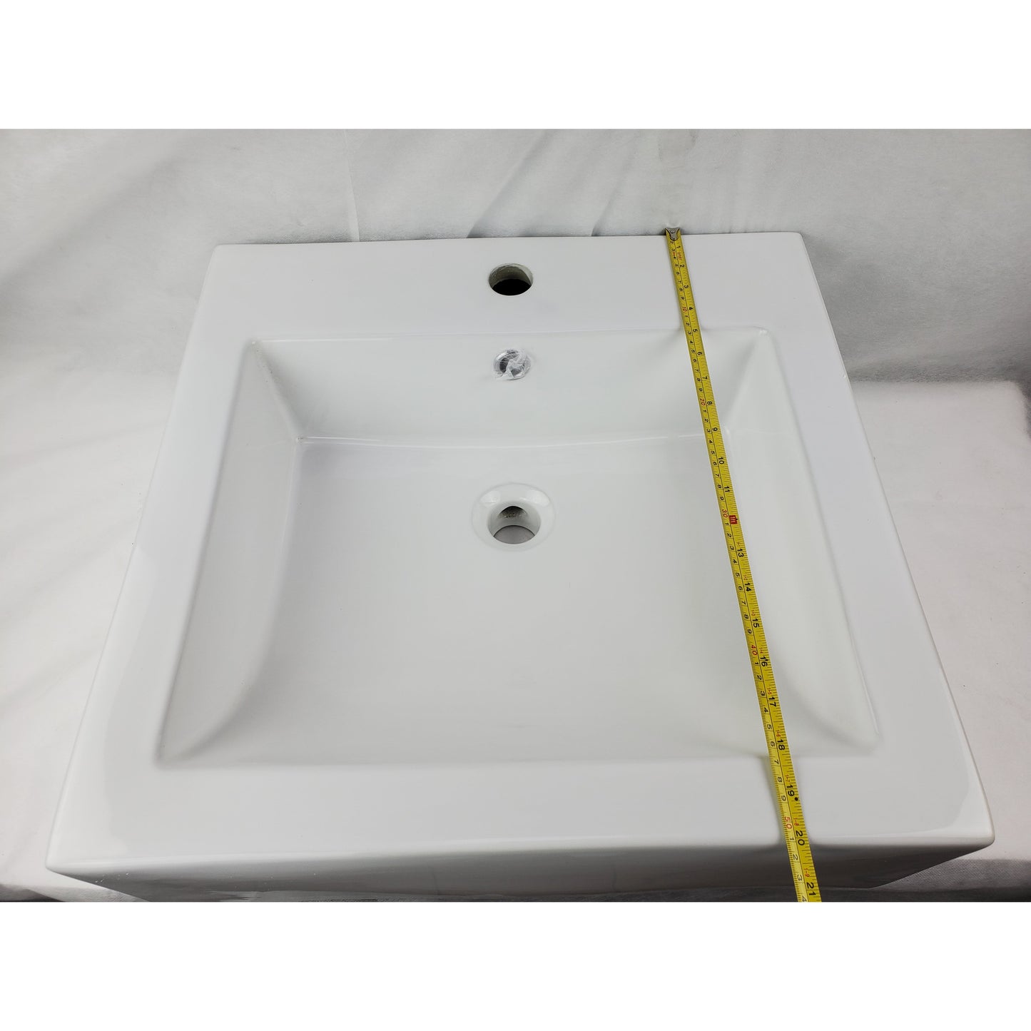 American Imaginations AI-34149 20" White Rectangular Semi-Recessed Modern Bathroom Vessel Sink Set