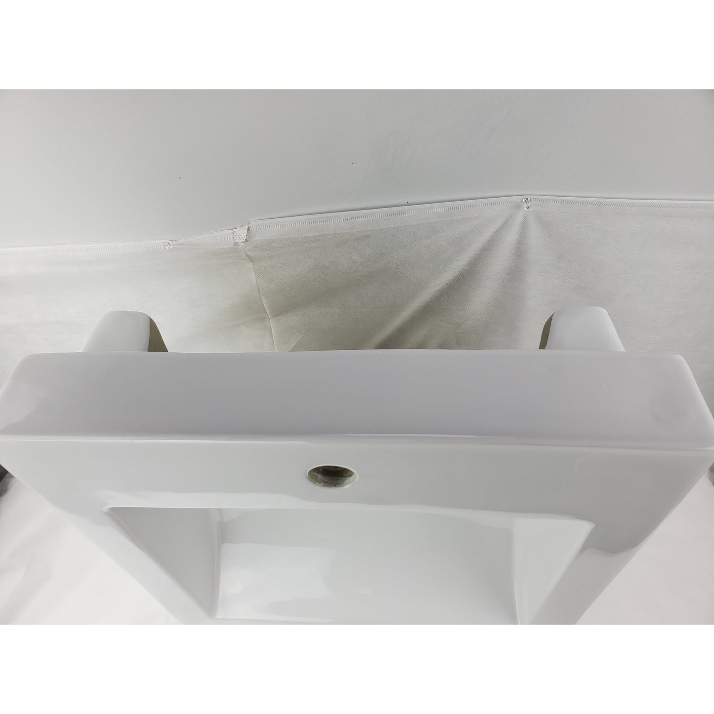 American Imaginations AI-34149 20" White Rectangular Semi-Recessed Modern Bathroom Vessel Sink Set