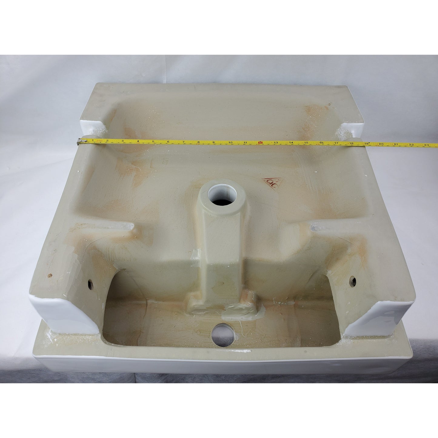 American Imaginations AI-34149 20" White Rectangular Semi-Recessed Modern Bathroom Vessel Sink Set