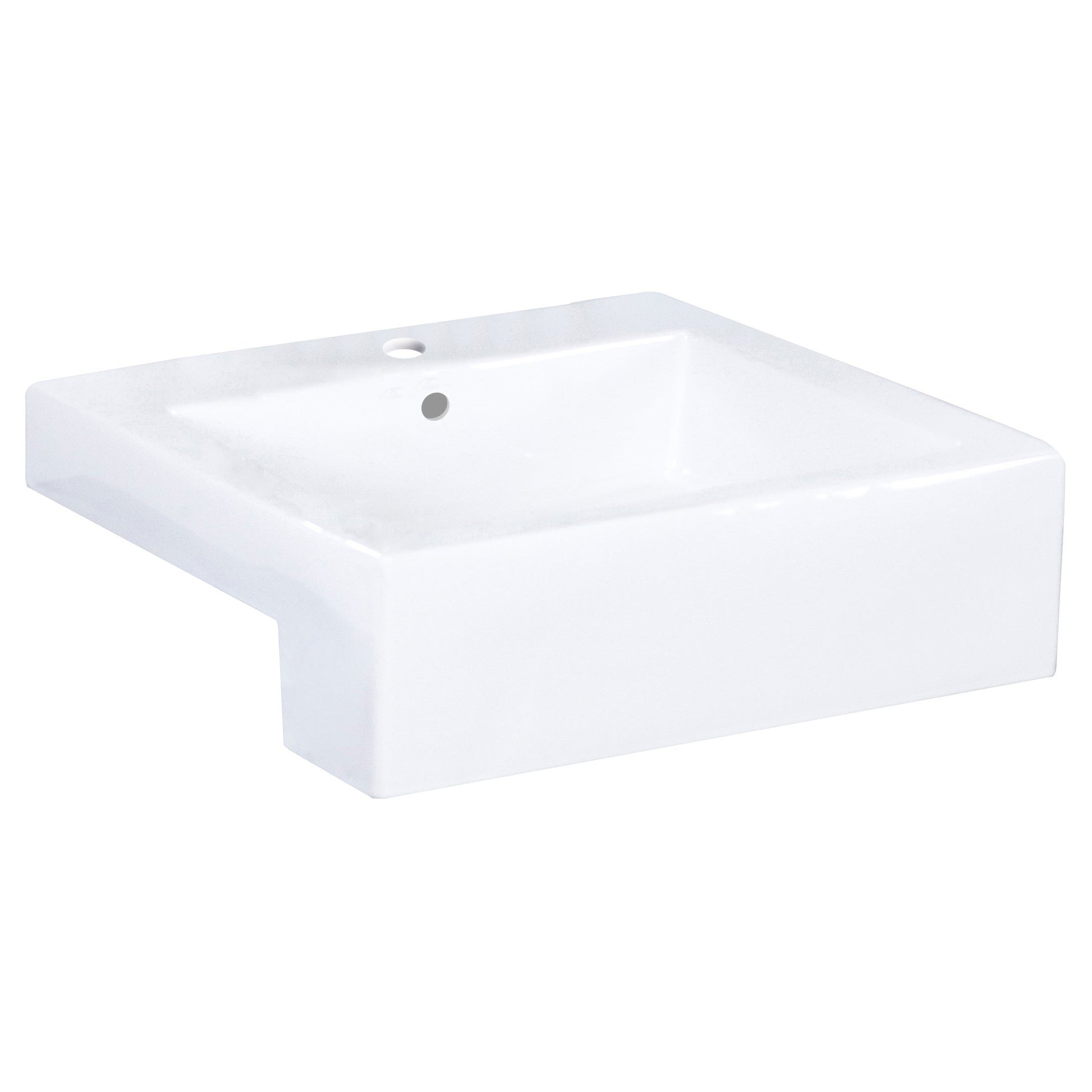 American Imaginations AI-34149 20" White Rectangular Semi-Recessed Modern Bathroom Vessel Sink Set