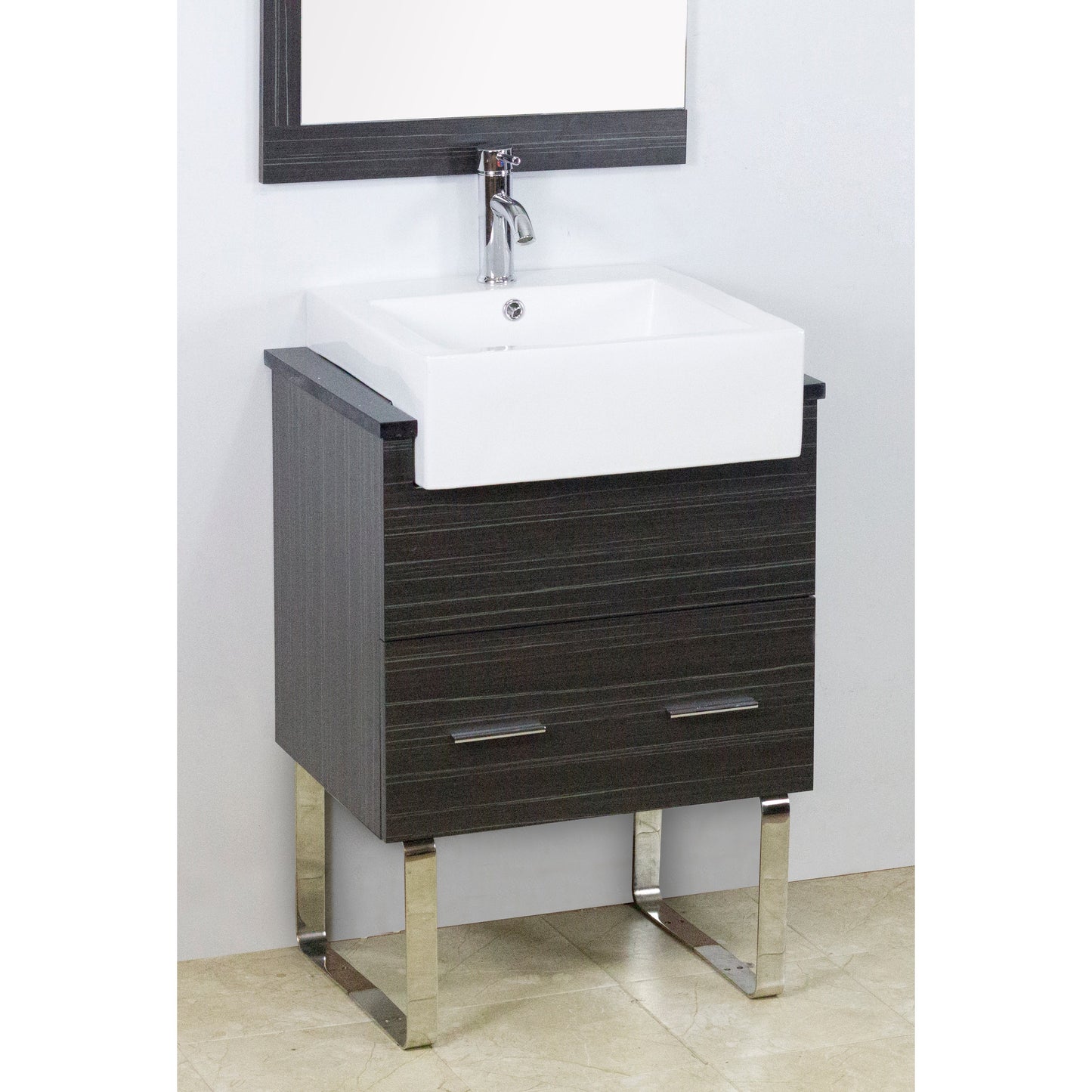American Imaginations AI-34149 20" White Rectangular Semi-Recessed Modern Bathroom Vessel Sink Set