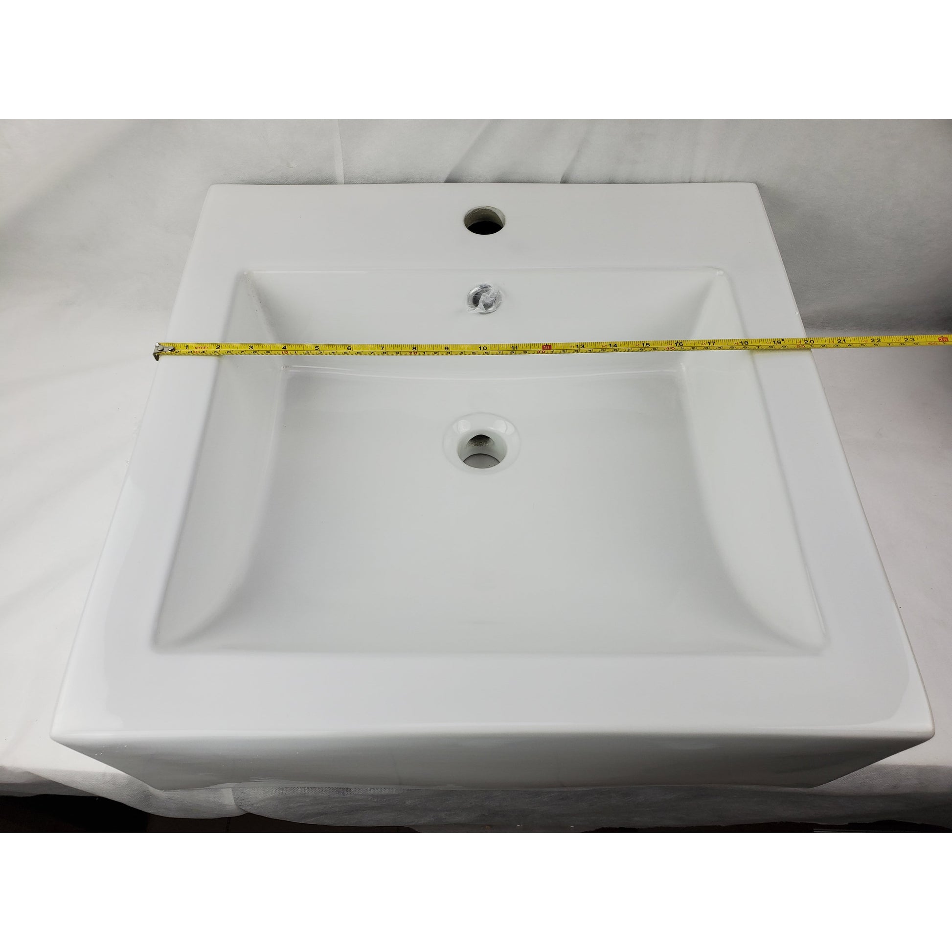 American Imaginations AI-34152 20" White Rectangular Semi-Recessed Modern Bathroom Vessel Sink Set