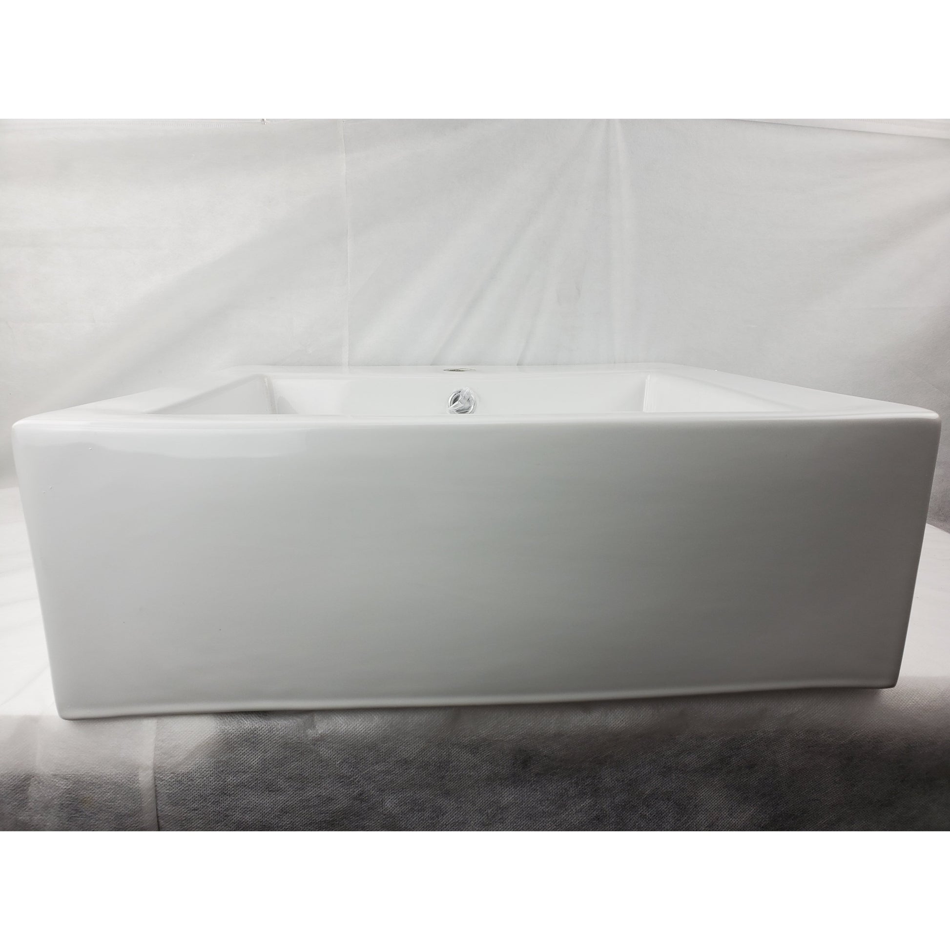 American Imaginations AI-34152 20" White Rectangular Semi-Recessed Modern Bathroom Vessel Sink Set