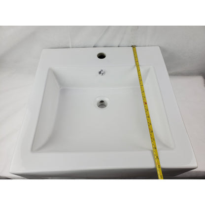 American Imaginations AI-34152 20" White Rectangular Semi-Recessed Modern Bathroom Vessel Sink Set