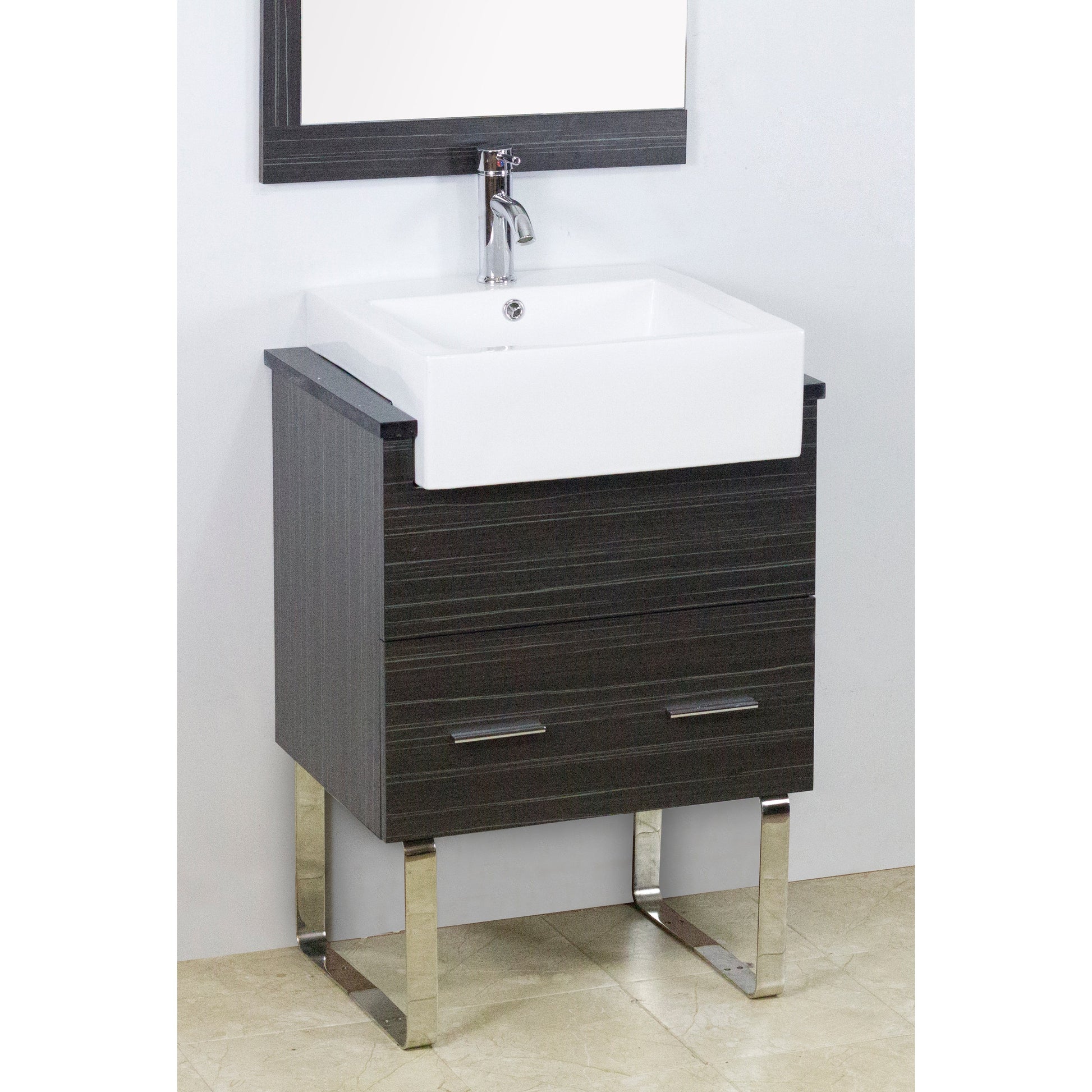 American Imaginations AI-34152 20" White Rectangular Semi-Recessed Modern Bathroom Vessel Sink Set