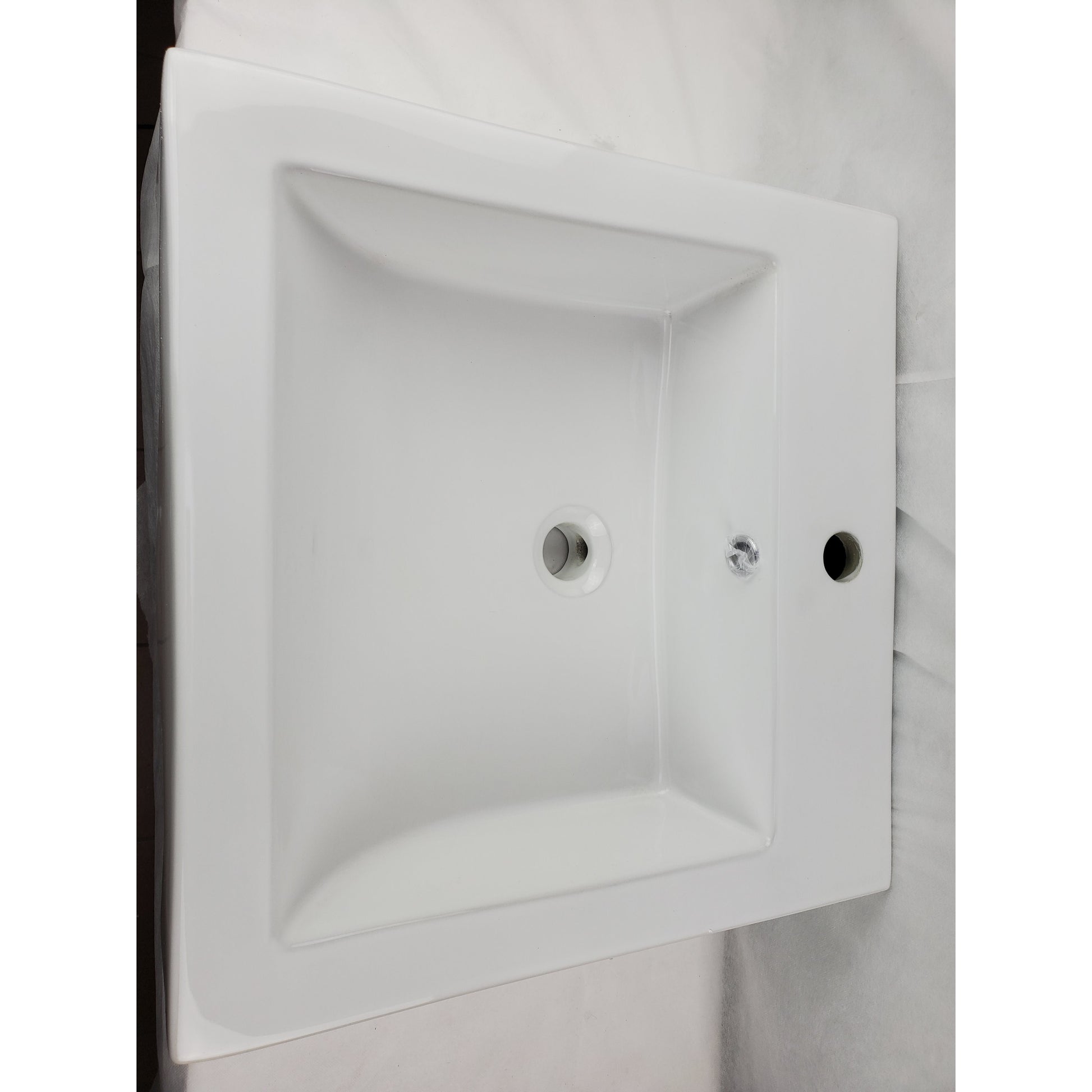 American Imaginations AI-34159 20" White Rectangular Semi-Recessed Modern Bathroom Vessel Sink Set