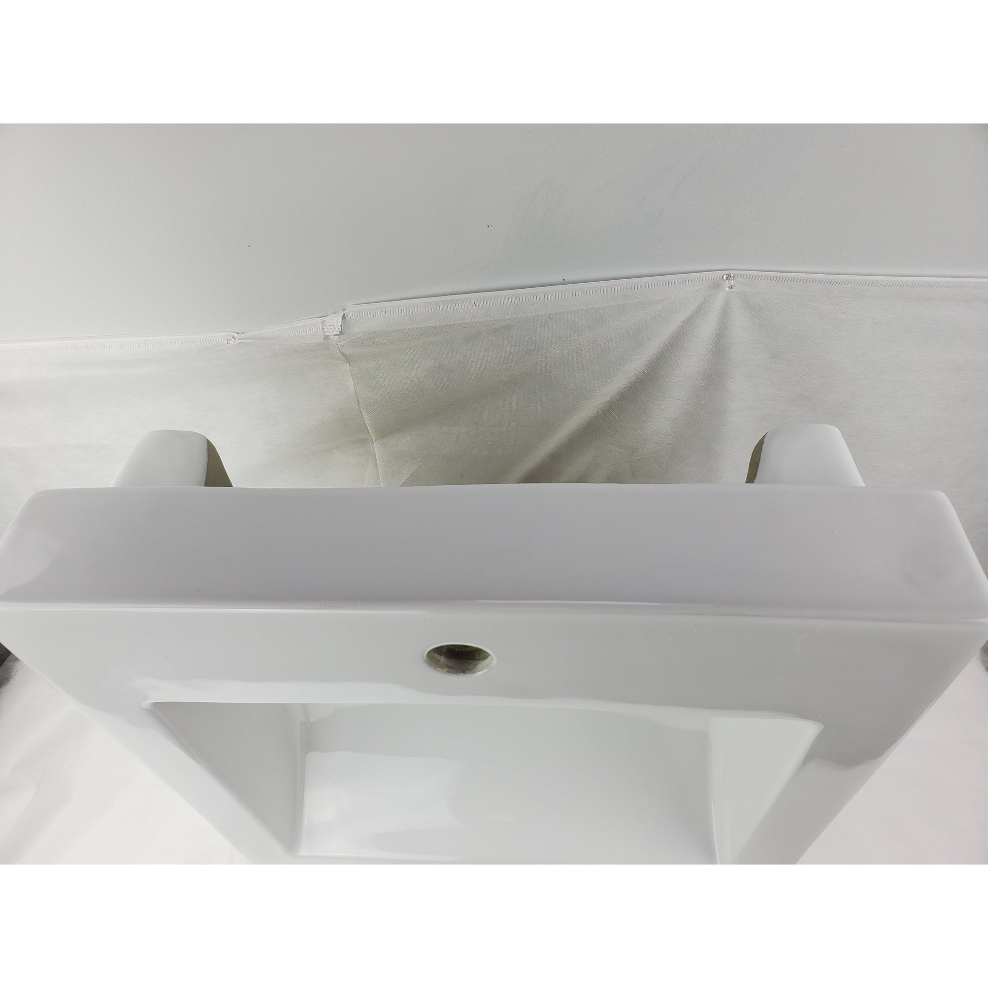 American Imaginations AI-34159 20" White Rectangular Semi-Recessed Modern Bathroom Vessel Sink Set
