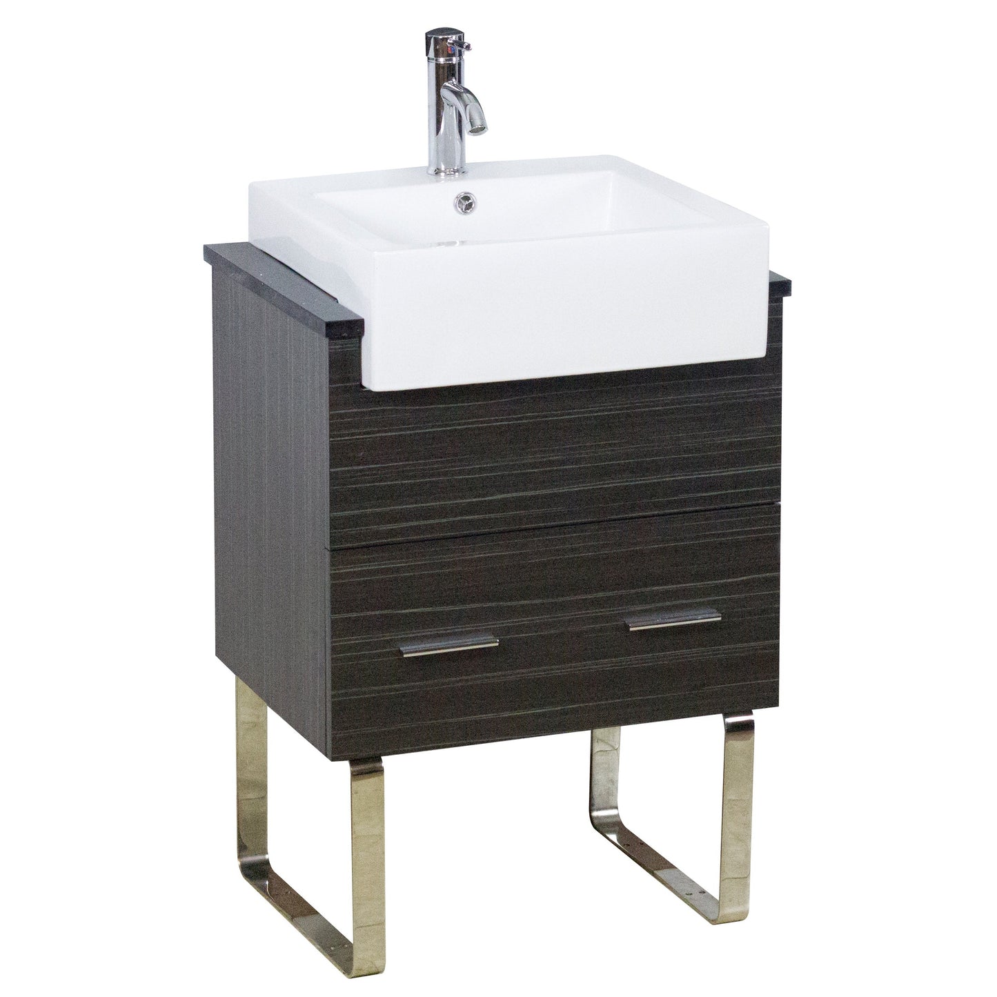 American Imaginations AI-34159 20" White Rectangular Semi-Recessed Modern Bathroom Vessel Sink Set