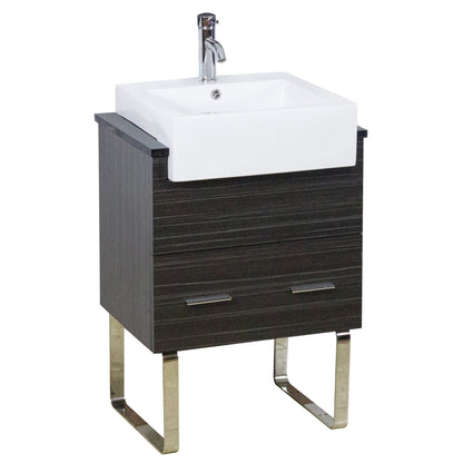 American Imaginations AI-34159 20" White Rectangular Semi-Recessed Modern Bathroom Vessel Sink Set