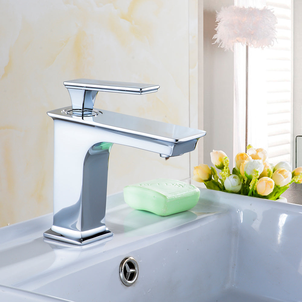 American Imaginations AI-34161 22" White Rectangular Above Counter Modern Bathroom Vessel Sink Set