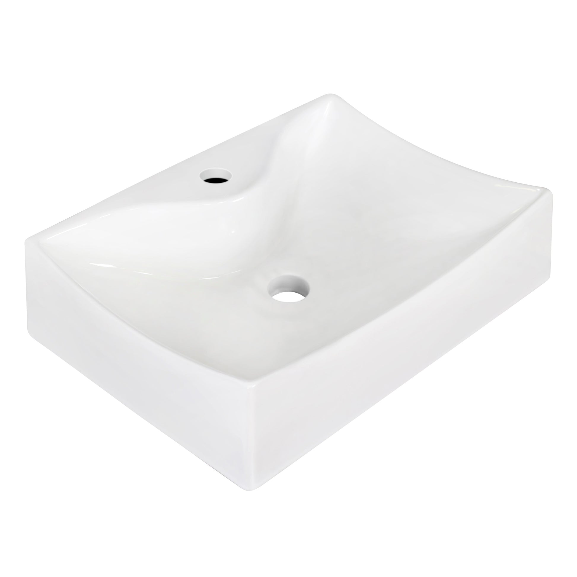 American Imaginations AI-34161 22" White Rectangular Above Counter Modern Bathroom Vessel Sink Set