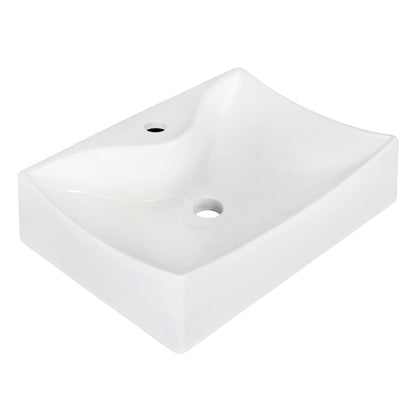 American Imaginations AI-34161 22" White Rectangular Above Counter Modern Bathroom Vessel Sink Set