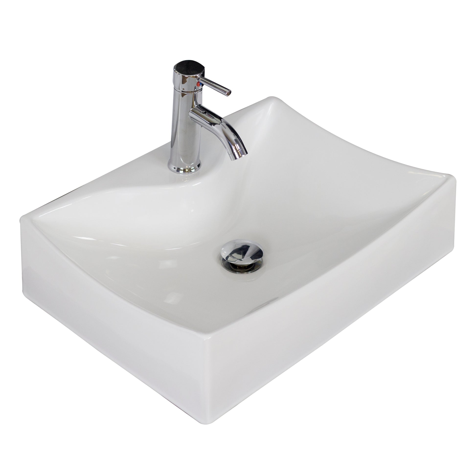 American Imaginations AI-34161 22" White Rectangular Above Counter Modern Bathroom Vessel Sink Set