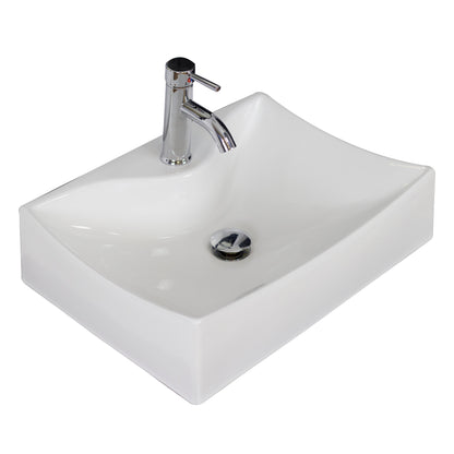 American Imaginations AI-34161 22" White Rectangular Above Counter Modern Bathroom Vessel Sink Set
