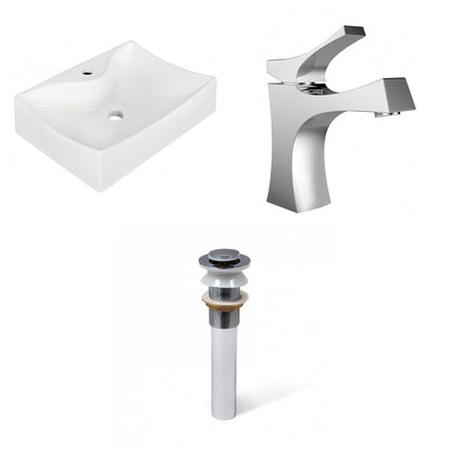 American Imaginations AI-34162 22" White Rectangular Above Counter Modern Bathroom Vessel Sink Set