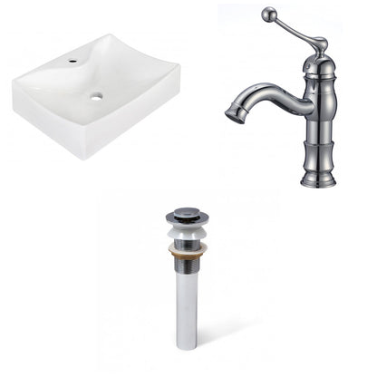 American Imaginations AI-34167 22" White Rectangular Above Counter Modern Bathroom Vessel Sink Set