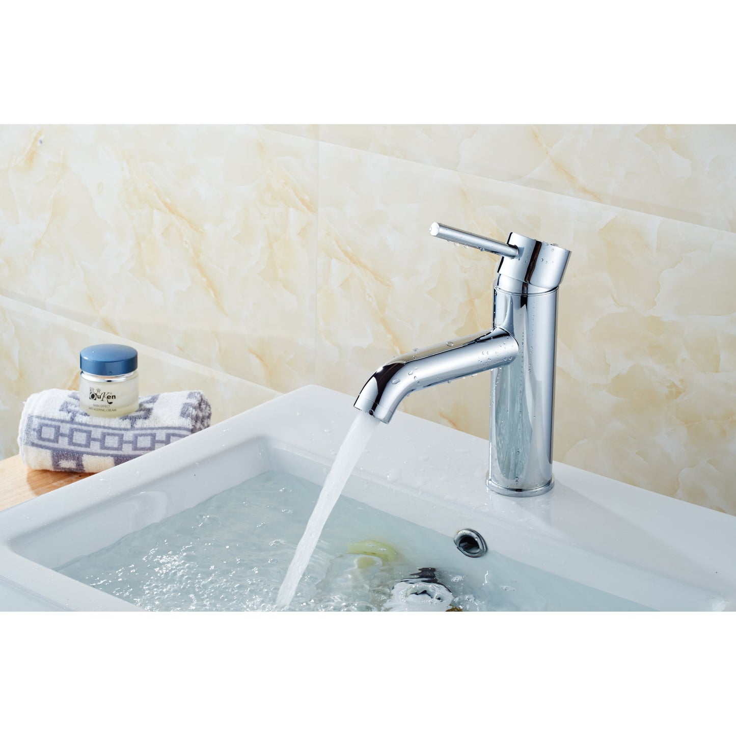 American Imaginations AI-34170 22" White Rectangular Above Counter Modern Bathroom Vessel Sink Set