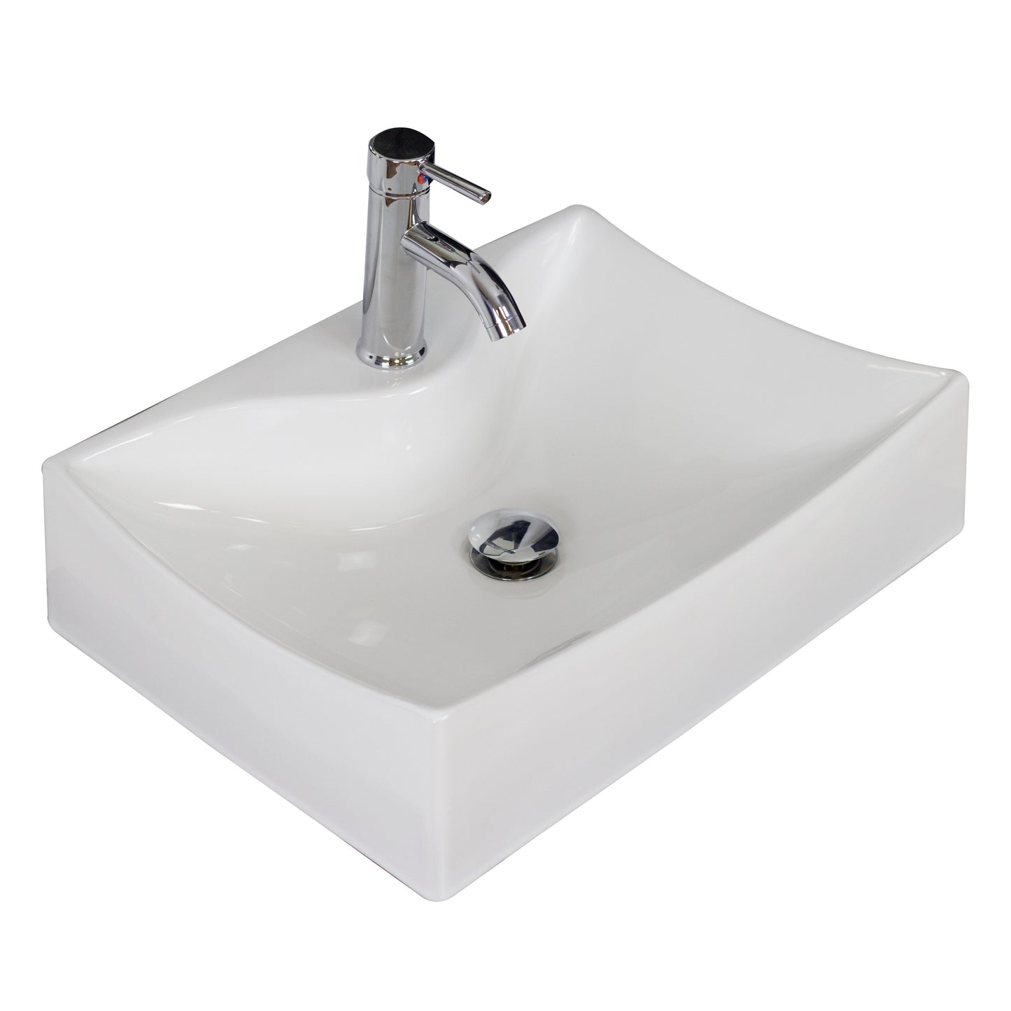 American Imaginations AI-34170 22" White Rectangular Above Counter Modern Bathroom Vessel Sink Set