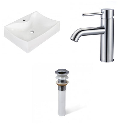 American Imaginations AI-34170 22" White Rectangular Above Counter Modern Bathroom Vessel Sink Set