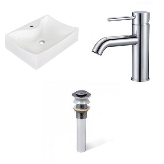 American Imaginations AI-34170 22" White Rectangular Above Counter Modern Bathroom Vessel Sink Set