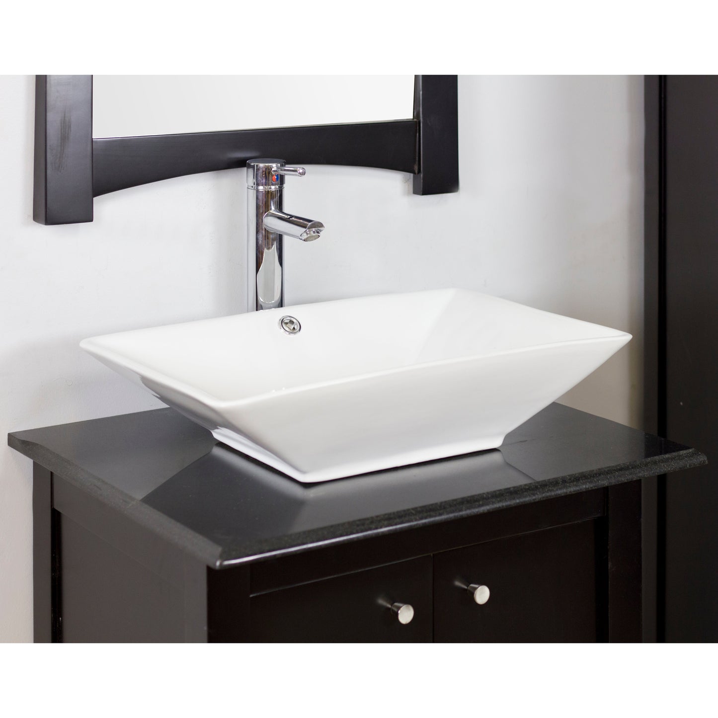 American Imaginations AI-34184 22" White Rectangular Above Counter Modern Bathroom Vessel Sink Set