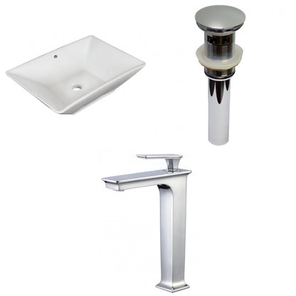 American Imaginations AI-34184 22" White Rectangular Above Counter Modern Bathroom Vessel Sink Set