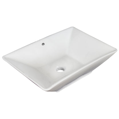 American Imaginations AI-34185 22" White Rectangular Above Counter Modern Bathroom Vessel Sink Set