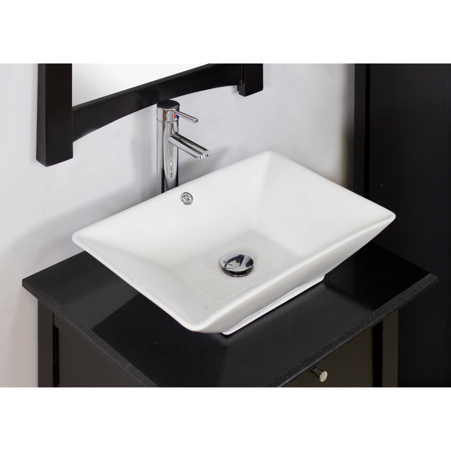 American Imaginations AI-34185 22" White Rectangular Above Counter Modern Bathroom Vessel Sink Set