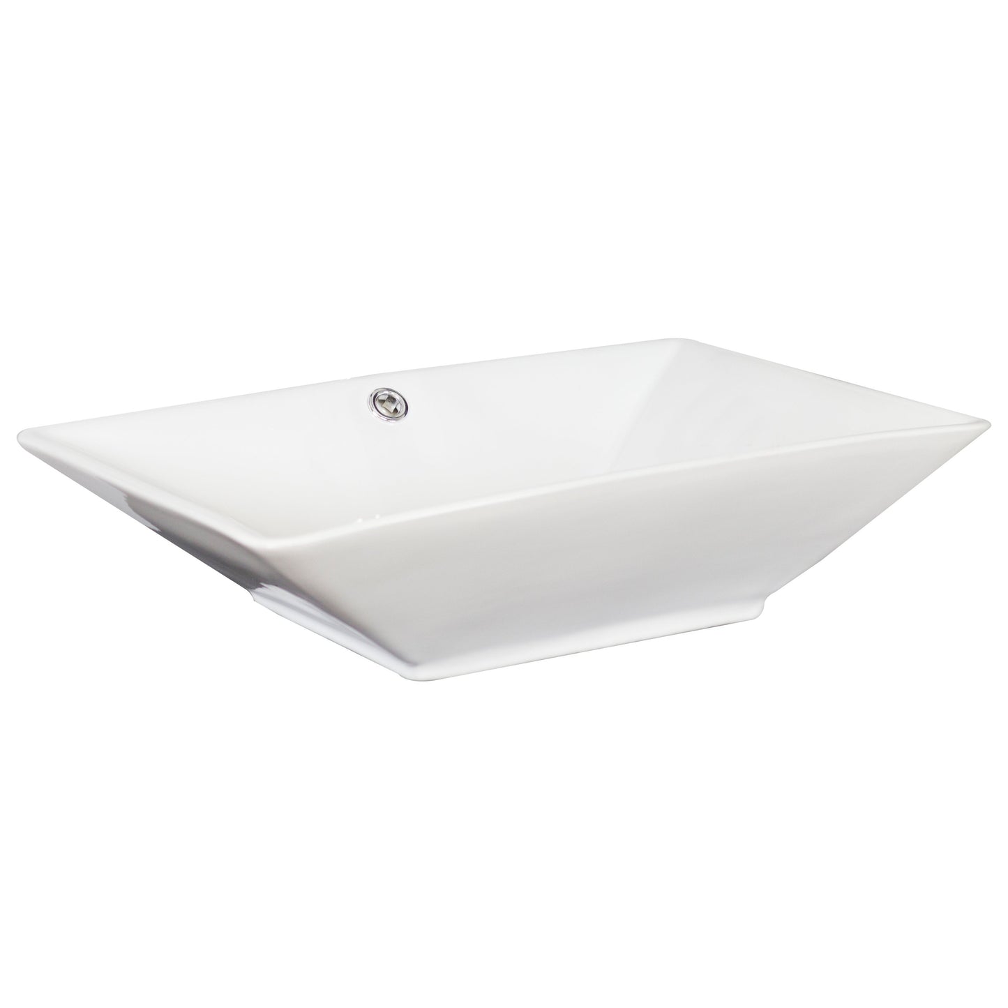 American Imaginations AI-34185 22" White Rectangular Above Counter Modern Bathroom Vessel Sink Set