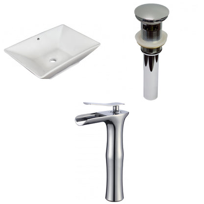 American Imaginations AI-34185 22" White Rectangular Above Counter Modern Bathroom Vessel Sink Set