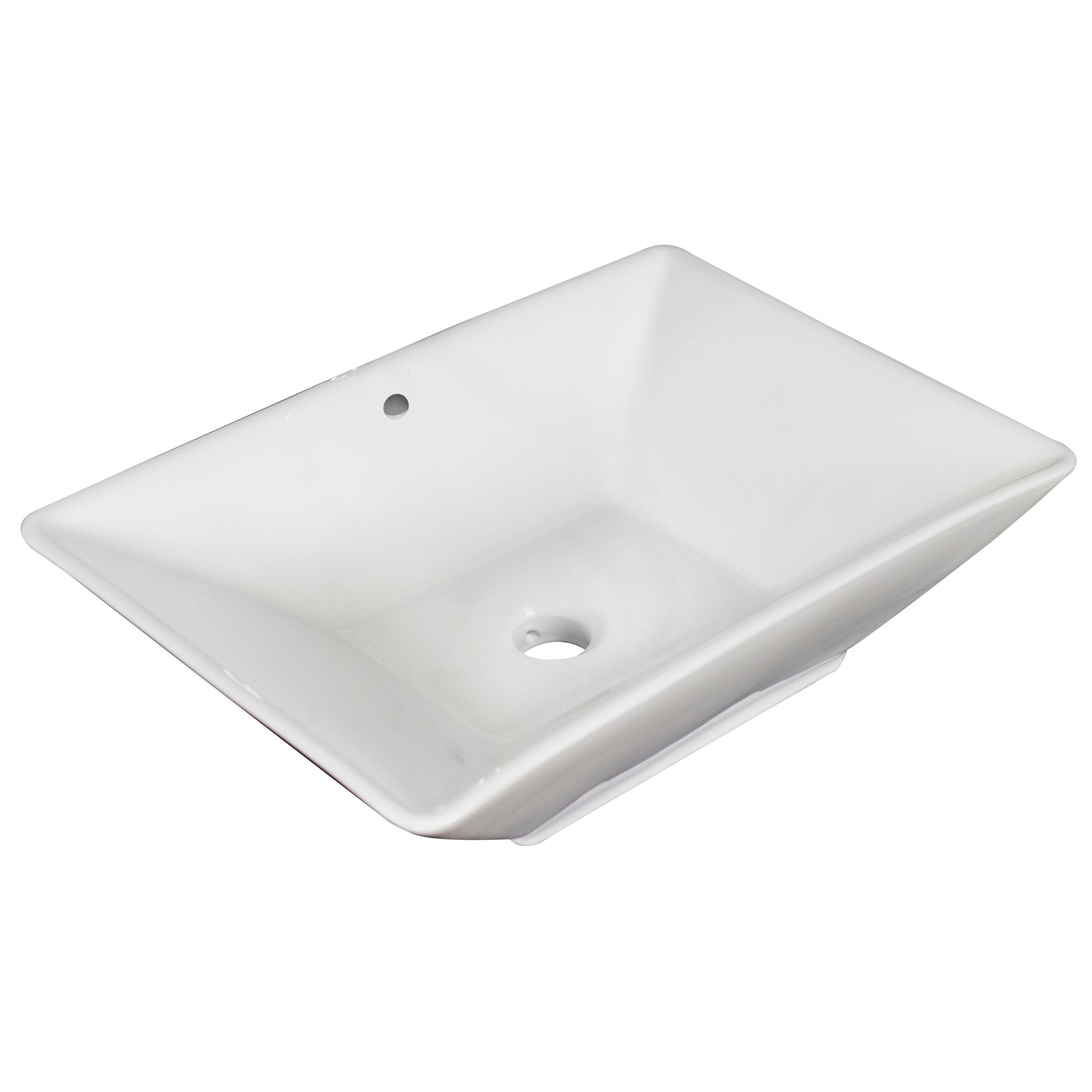 American Imaginations AI-34189 22" White Rectangular Above Counter Modern Bathroom Vessel Sink Set